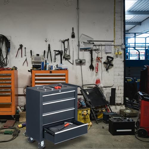Winado 4-Drawer Tool Chest with Wheels & Lock & Key, Heavy Duty Cart Rolling Tool Box on Wheels, Metal Storage Cabinet