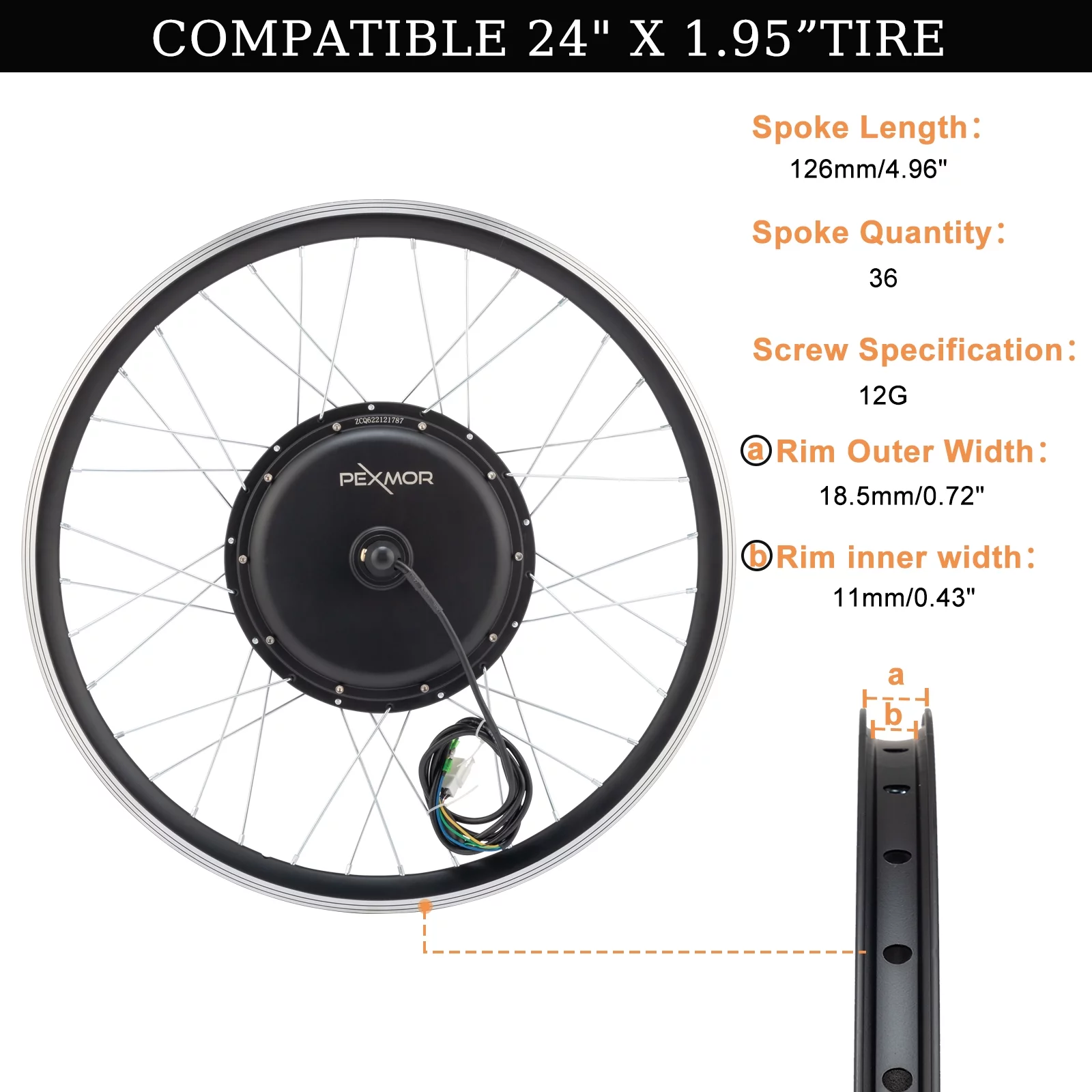 PEXMOR Electric Bike Conversion Kit,36V 750W 24"/20" Front Wheel Ebike Conversion Electric Bicycle Hub Motor Kit