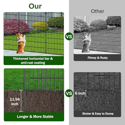 10 Panels No Dig Decorative Garden Fence - 40 in (H) x 23.6 ft (L)