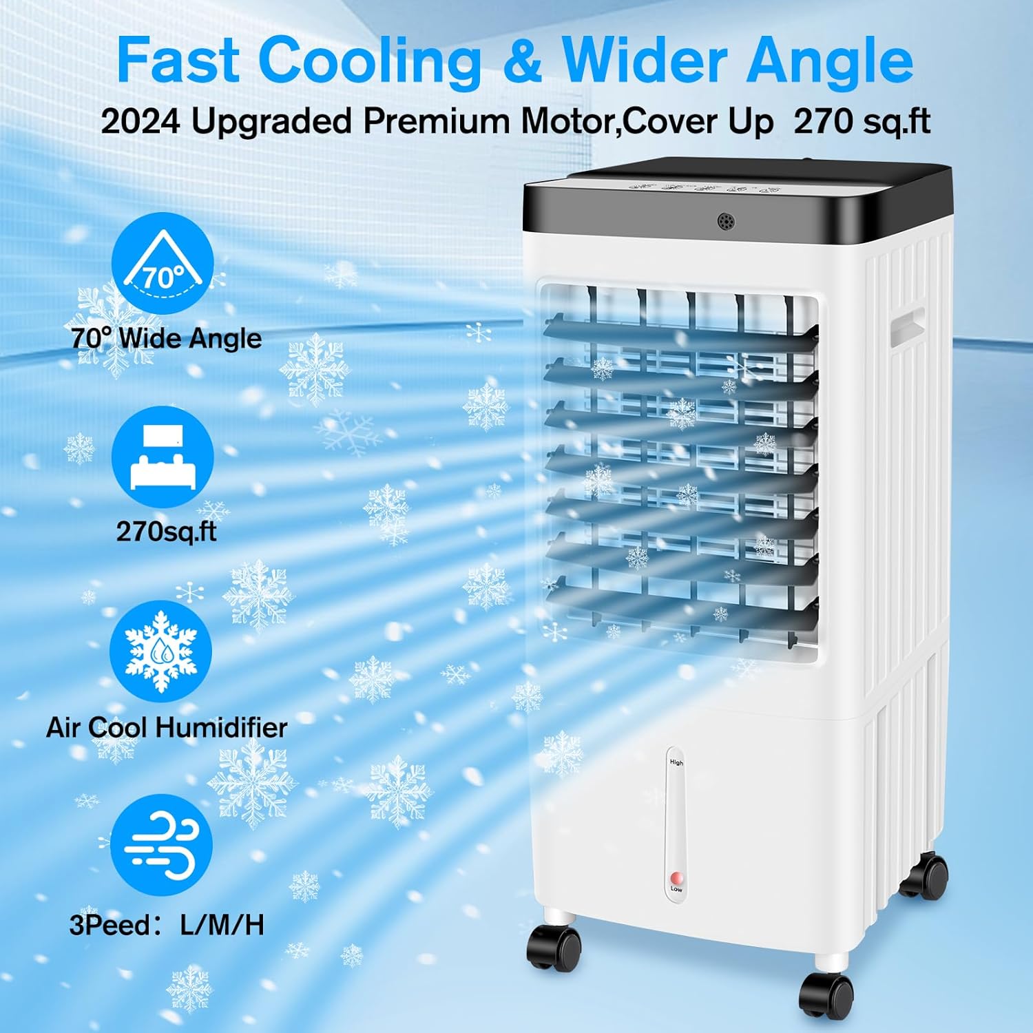 Portable Air Conditioners Windowless,2024 Upgraded Room Air Conditioners,3 IN 1 Swamp Cooler,Ac Unit with 3 Gal Water Tank,Timer,3 Speeds