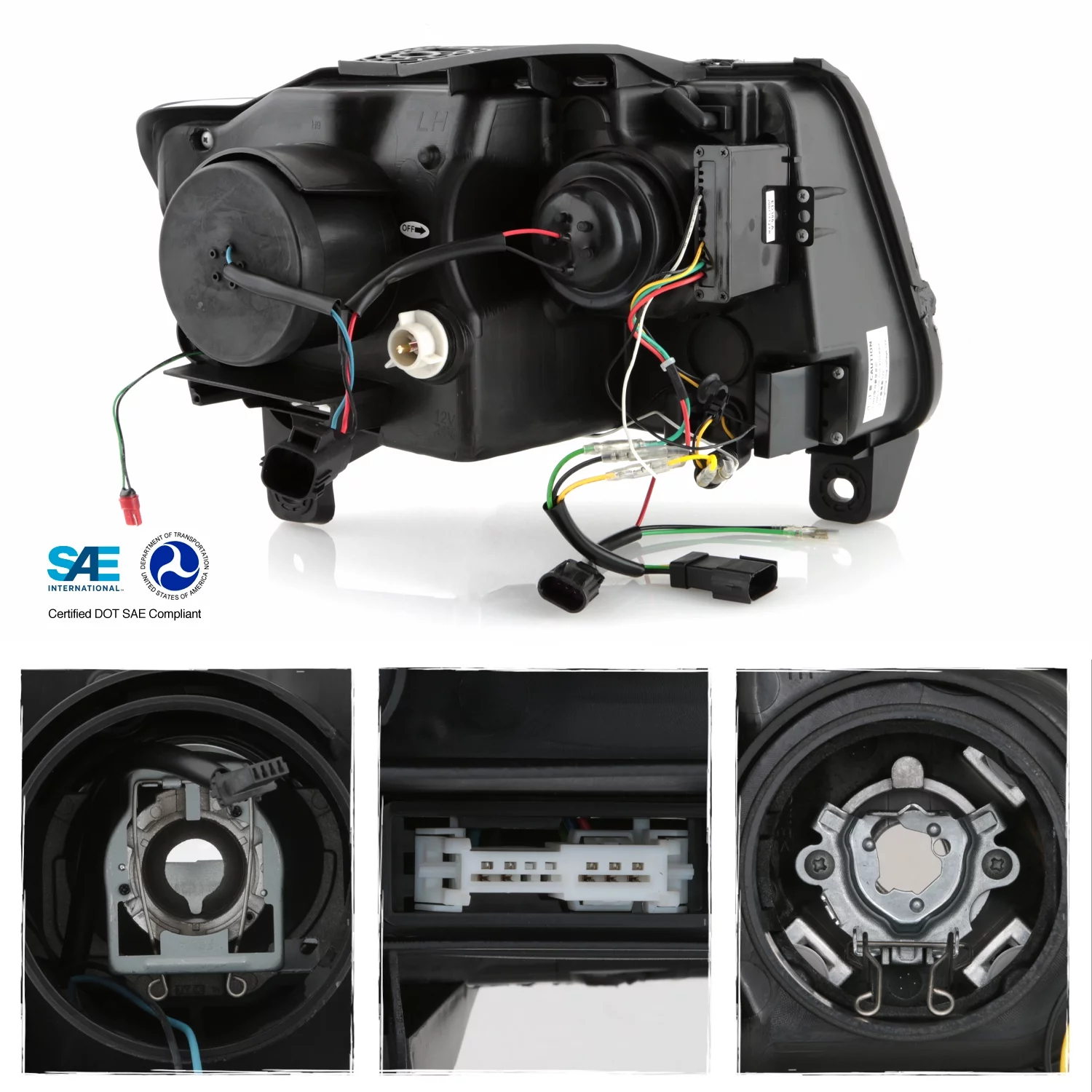 AKKON - Fits 2011-2013 Jeep Grand Cherokee [HID/Xenon Type] LED Tube Bar Projector Black Headlights Pair w/ Sequential Signal