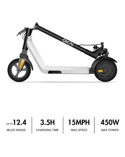 OKAI Zippy Electric Scooter - 15.5 Miles Range & 15 MPH, 500W Peak Motor, 8" Flat-Free Tires, Foldable Electric Scooter for Adults and Teens