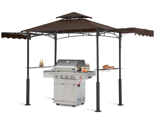 ABCCANOPY 8x5 Grill Gazebo - Outdoor BBQ Canopy Shelter with Led Light for Patio Backyard Grilling (Dark Gray)