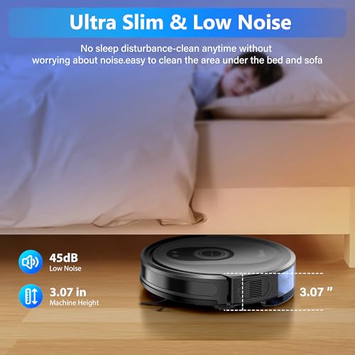 Tikom Robot Vacuum and Mop Combo, 5000Pa Robotic Vacuum Cleaner, 150 Min Max, App & Remote Control, Ideal for Hard Floor, Carpet, Pet Hair