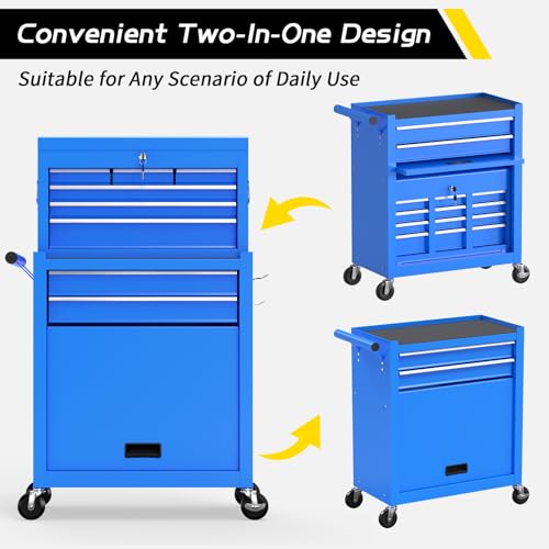 On Shine 8 Drawer Rolling Tool Chest, Large Capacity Rolling Tool Box with Wheels, Locking Mechanical Tool Chest
