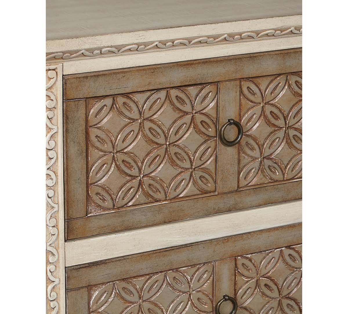 Two Tone Carved Front Accent Chest