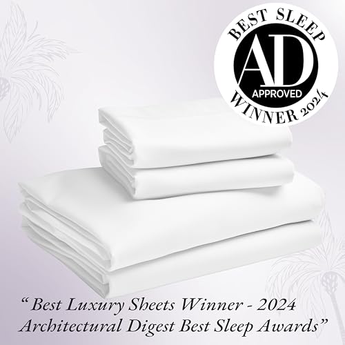 California Design Den 1000 Thread Count Queen Size Sheet Set, Winner Architectural Digest Best Sheet, 4 Pc Luxury 100% Cotton Sateen Bed Sheets