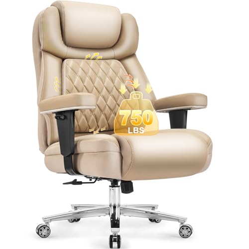 750lbs Big and Tall Office Chair,Heavy Duty Office Chairs,Executive Computer Desk Chair Work Chairs, Thick Padded Strong Metal Base Quiet Wheels