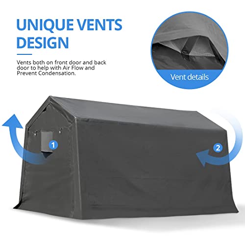 ADVANCE OUTDOOR 10x10 ft Heavy Duty Outdoor Patio Portable Canopy Storage Shelter Shed Carport with 2 Roll up Zipper Doors & Vents for Snowmobile