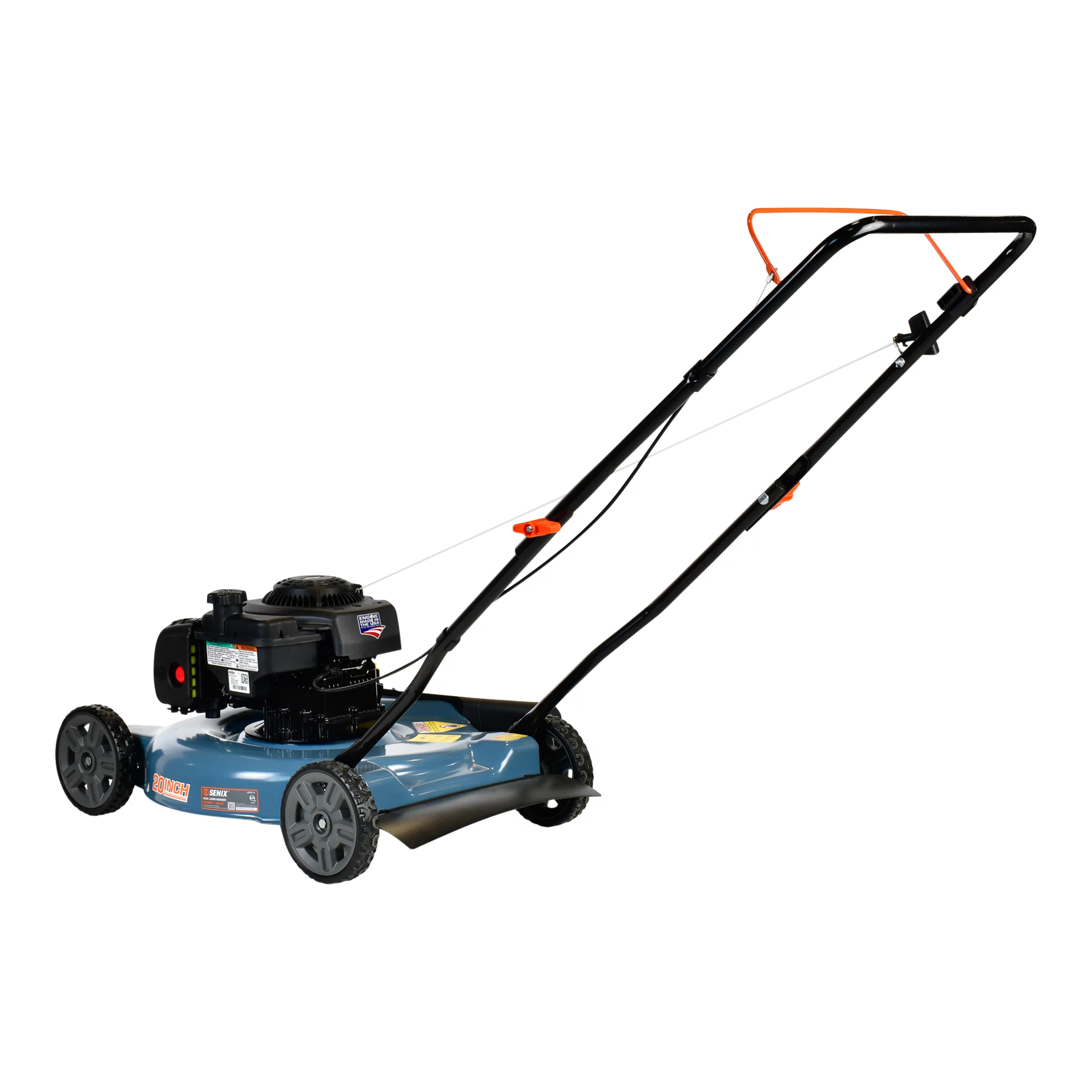 SENIX 20-Inch Gas Lawn Mower, 125 cc 4-Cycle Briggs & Stratton Engine, Push Lawnmower with Side Discharge, 5-Position Height Adjustment, LSPG-L3