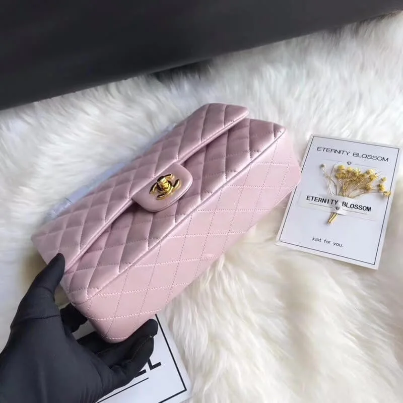 Chanel 1112 Pink Gold Medium Size 2.55 Lambskin Leather Flap Bag