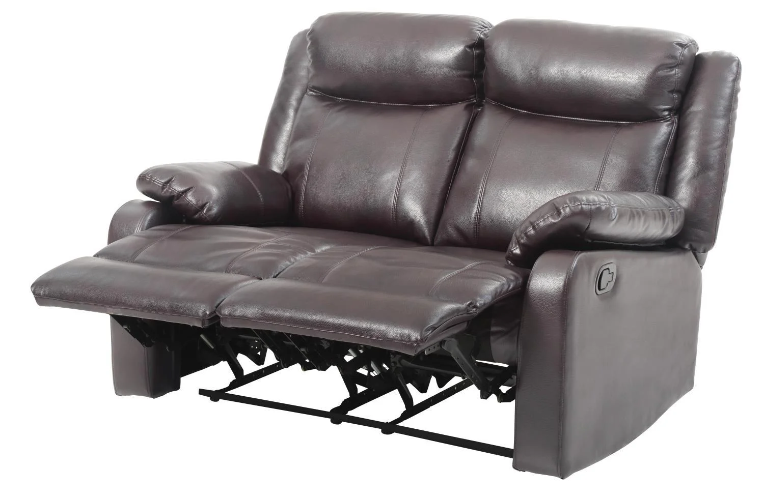 Glory Furniture Ward Faux Leather Double Reclining Loveseat in Dark Brown