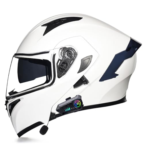 Adults Bluetooth Motorcycle Helmet Full Face Sun Visors Modular Helmets Flip up Motorbike Sport Offroad Mountain Lightweight Helmet for Men Women