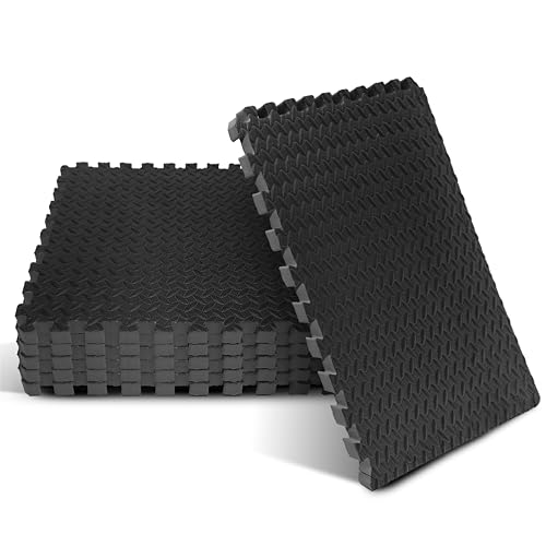 Yes4All 24SQFT-120SQFT Puzzle Exercise Mat for Home Gym, EVA Interlocking Foam Floor Tiles with Border for Workout Equipment