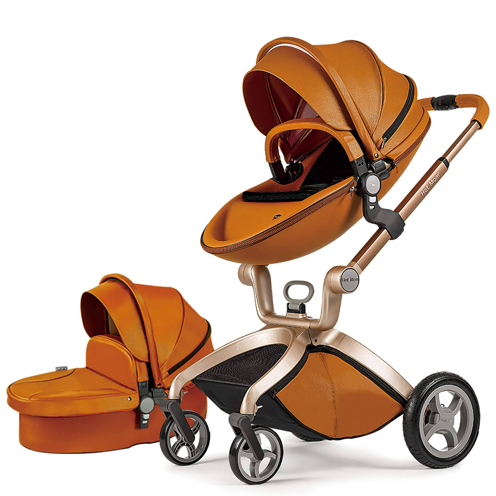 Baby Stroller 2018, Hot Mom Baby Carriage with Bassinet Combo,Brown