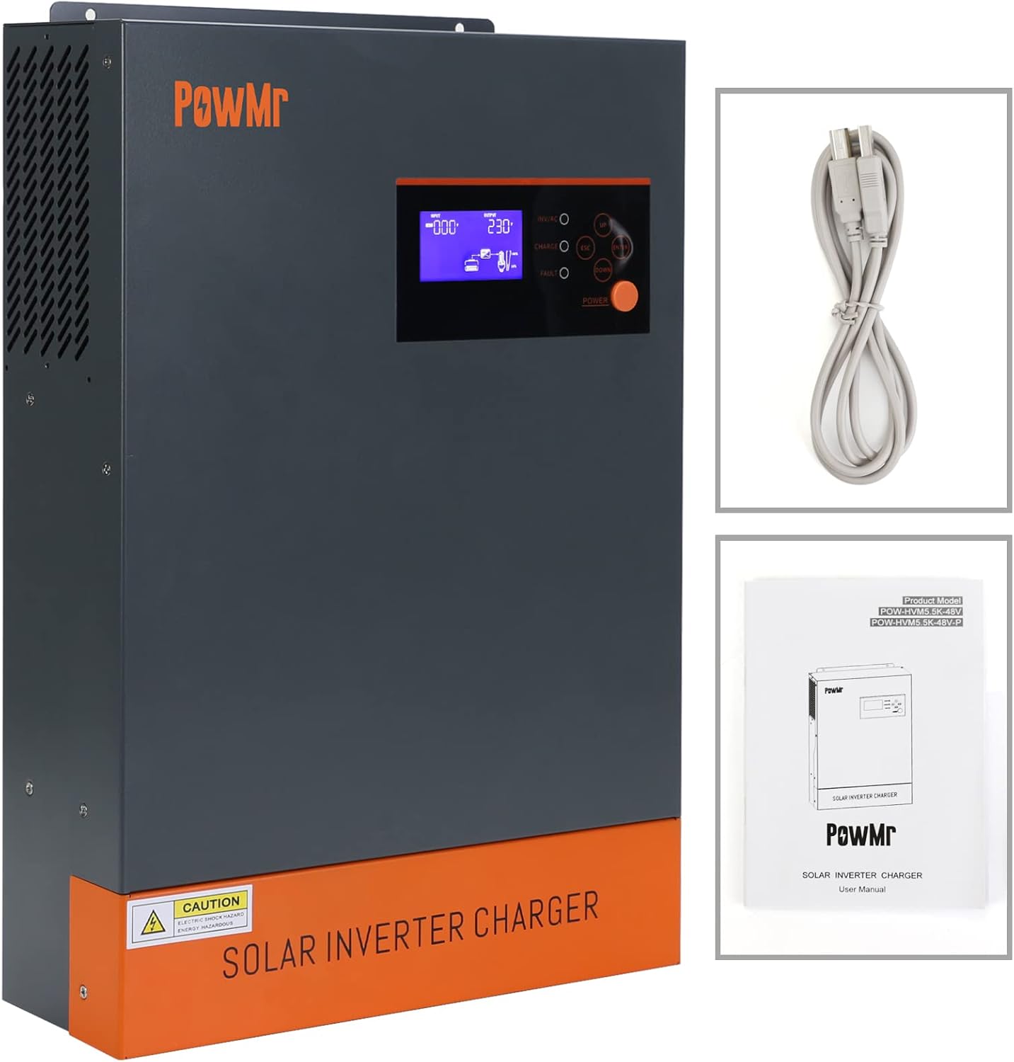 PowMr 5500w Solar Hybrid Inverter with 80A MPPT Charge Controller 48V DC to 220/230V AC