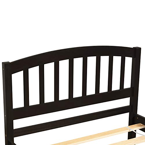 SOFTSEA Full Size Platform Bed with Storage, Platform Bed with Drawers and Bed End Case, Wood Platform Bed Frame with Storage Bookcase Headboard