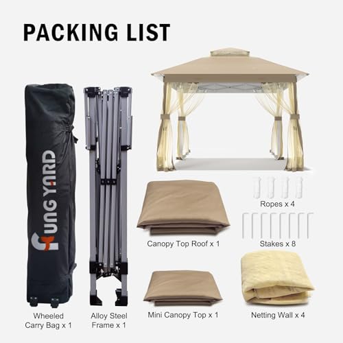 Outdoor Pop Up Gazebo 10x10 - Instant Canopy Tent with Mosquito Nettings