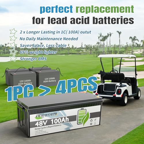 12V 100Ah LiFePO4 Battery, Rechargeabel Deep Cycle Lithium Batteries, 100A BMS with Low-Temp Protection, Perfect for RV, Solar, Boat, Marine