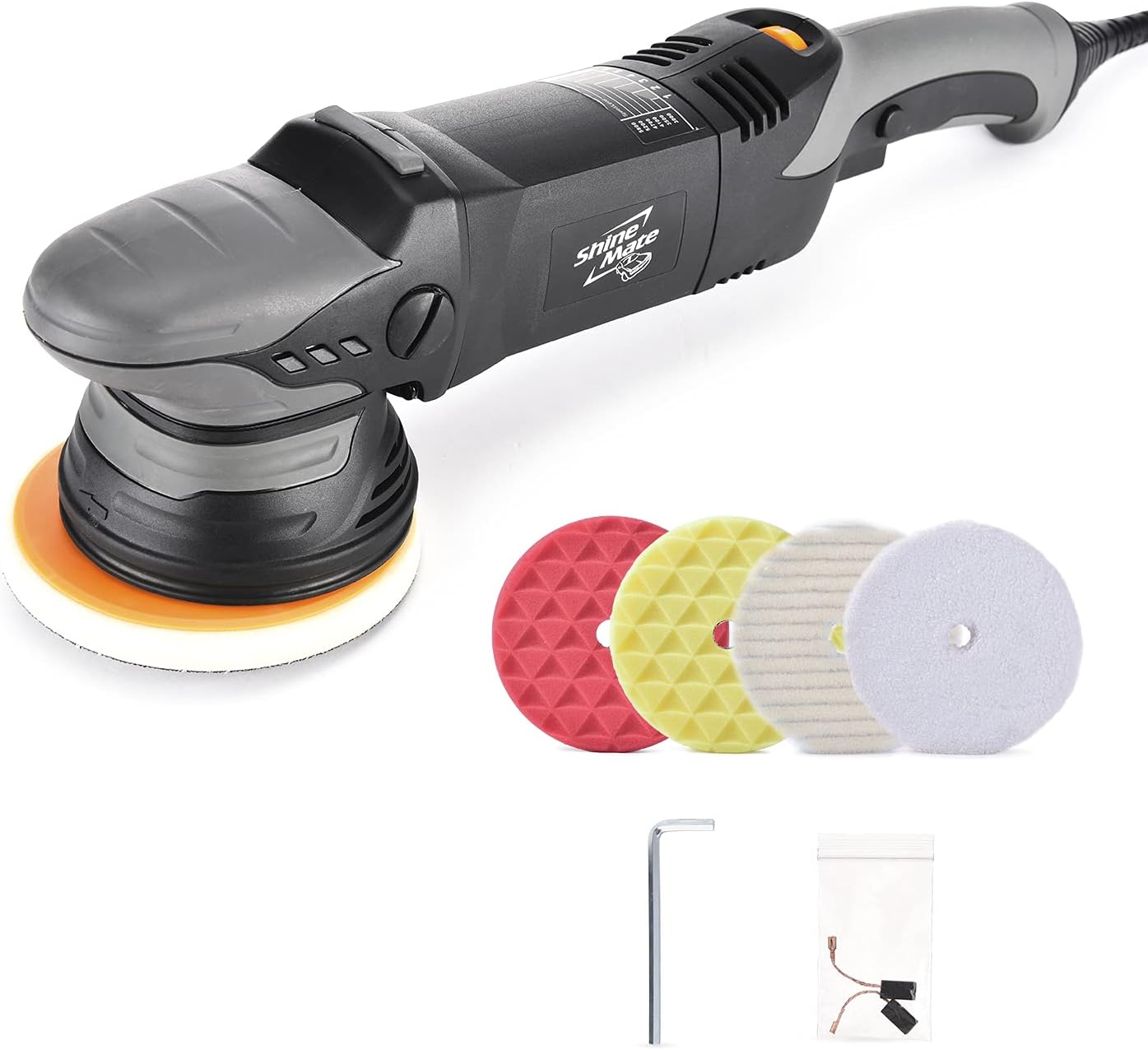 ShineMate Dual Action Polisher for Car Detailing 5 Inch, Corded Wax Random Orbital Polisher with 4 Polishing Pads, Variable Speed Polisher Buffer