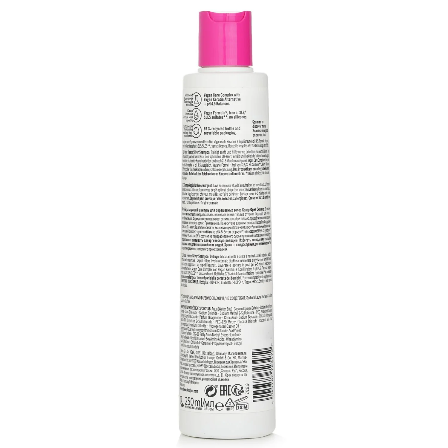 Schwarzkopf BC Bonacure pH 4.5 Color Freeze Silver Shampoo (For Grey & Lightened Hair) 250ml/8.4oz