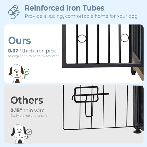 71'' Dog Crate Furniture for 2 Large Medium Dogs, XXL Wooden Indoor Double Crate Kennel Cage Large Breed with Door, TV Stand End Table with Divider