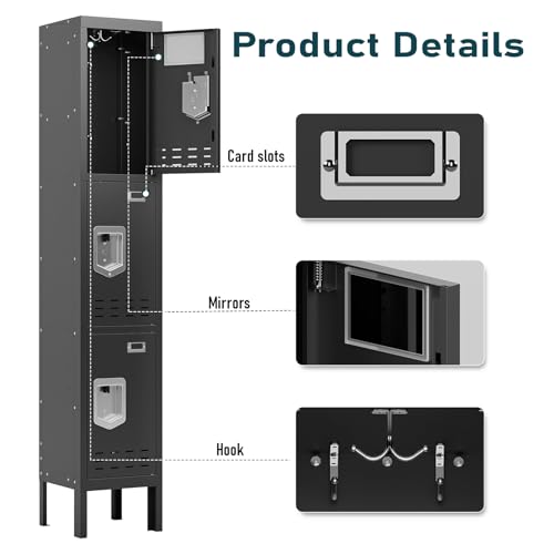 Metal Cabinet Home Office Storage,Lockers,Lockable Employees Metal Locker with Door,54" Height Steel Locker,Lockable Steel Locker for Gym,School,Home