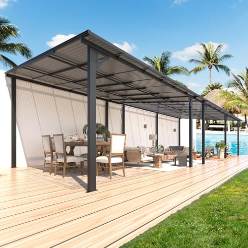 AECOJOY 10&rsquo; x 10&rsquo; Gazebo, Wall Mounted Gazebos Pergola on Clearance, Outdoor Patio Lean to Gazebo Awnings for Deck, Porch