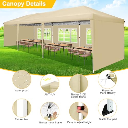 COBIZI Canopy 10x20 Pop Up Canopy Tent with 6 Sidewalls Party Tents for Parties Weddings Backyard Waterproof Canopy Outdoor Commercial Canopy Event