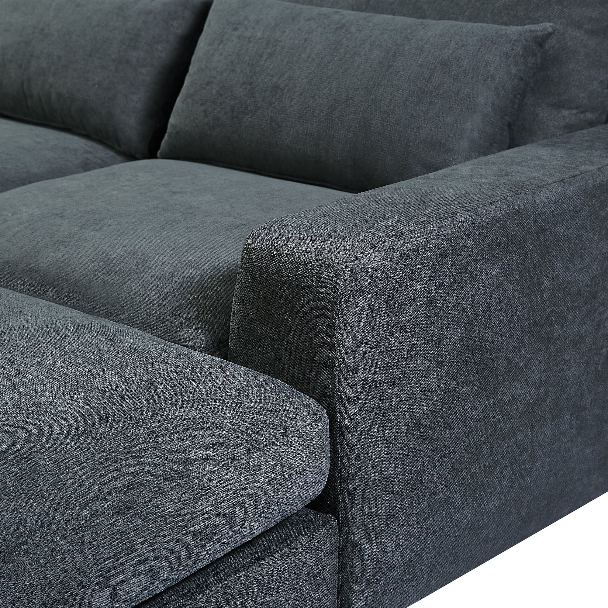 THINK 30, Dark Gray,5 Seat,Modern Large L-Shape Feather Filled Sectional Sofa,Convertible Sofa Couch with Reversible Chaise for Living Room