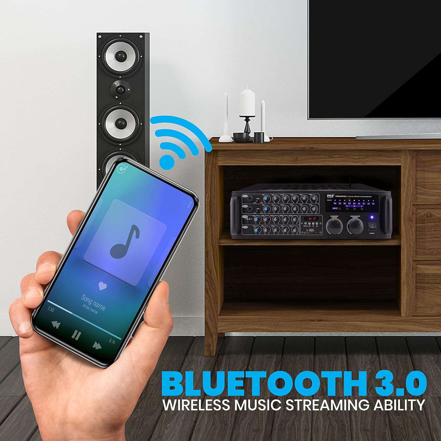 Dual Channel Bluetooth Mixing Amplifier - 2000W Rack Mount Karaoke Sound Mixer Audio Home Stereo Receiver Box System w/ RCA, USB, AUX - For Speaker
