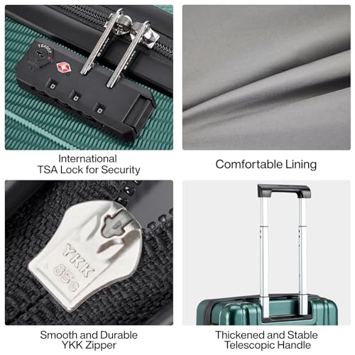 Hanke 29 Inch Luggage Suitcases With Spinner Wheels Lightweight PC hardside Rolling Suitcase With Travel Lock, Checked-Large 29-Inch(Blackish Green)
