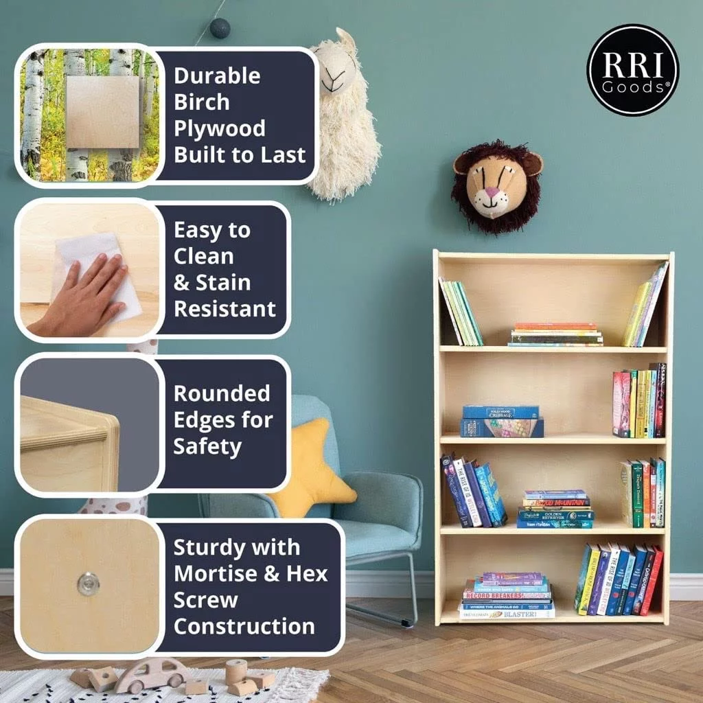 RRI Goods 3-Section Classroom Coat Locker Wooden Cubby Rack Backpack Hanger