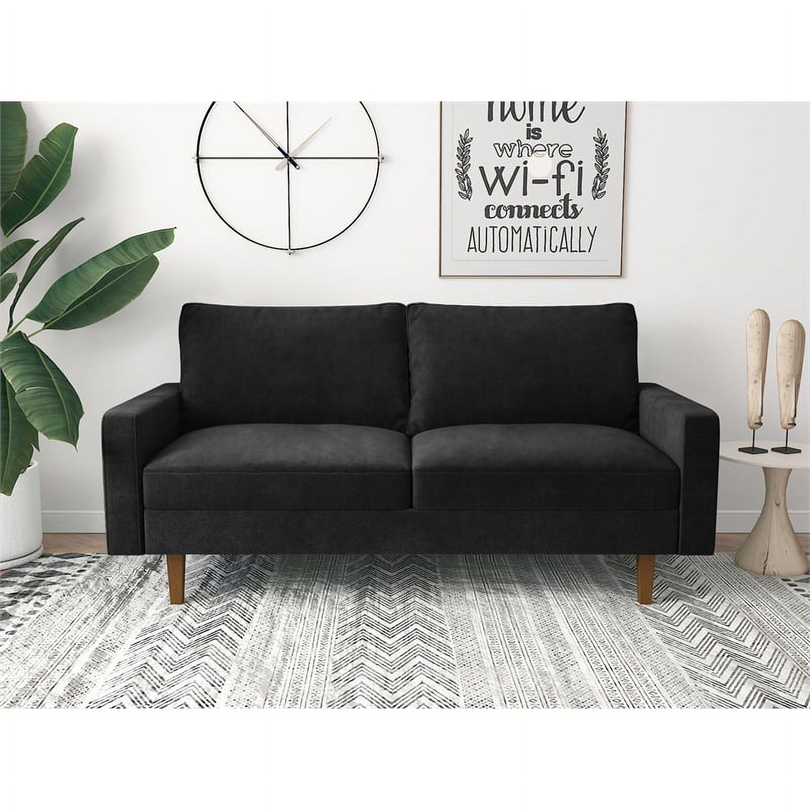 Kingway Furniture Ameli Velvet Living Room Sofa in Black