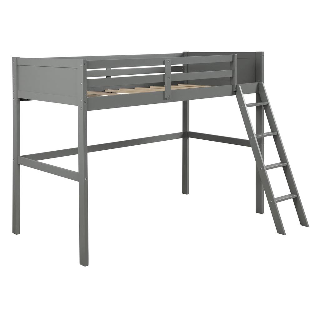 Euroco Wood Twin Over Full Bunk Bed with Storage Cabinet, Gray