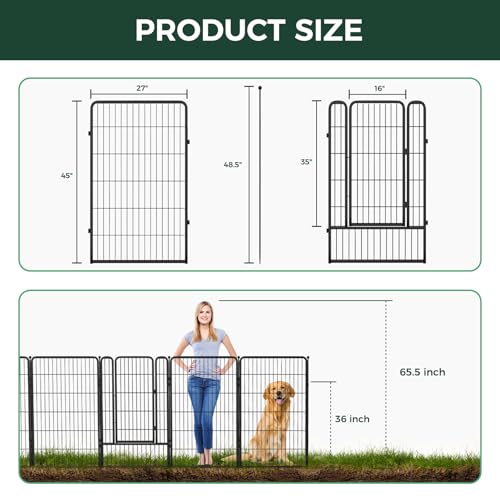 FXW Garden Fence 40in(H) x 36.0ft(L), 16 Panels Decorative Dog Fence Outdoor for The Yard – Heavy Duty Metal Animal Barrier for Dog and Rabbit