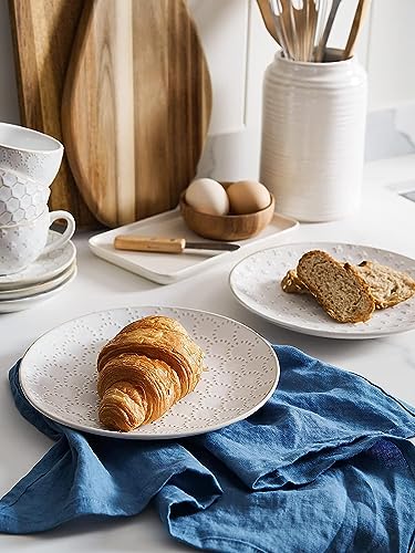 LE TAUCI Dinnerware Sets 12 PCS, Ceramic Plates and Bowls Set, Suit For Housewarming (10" Dinner Plate + 8" Salad Dish + 26 oz Cereal Bowl) x 4