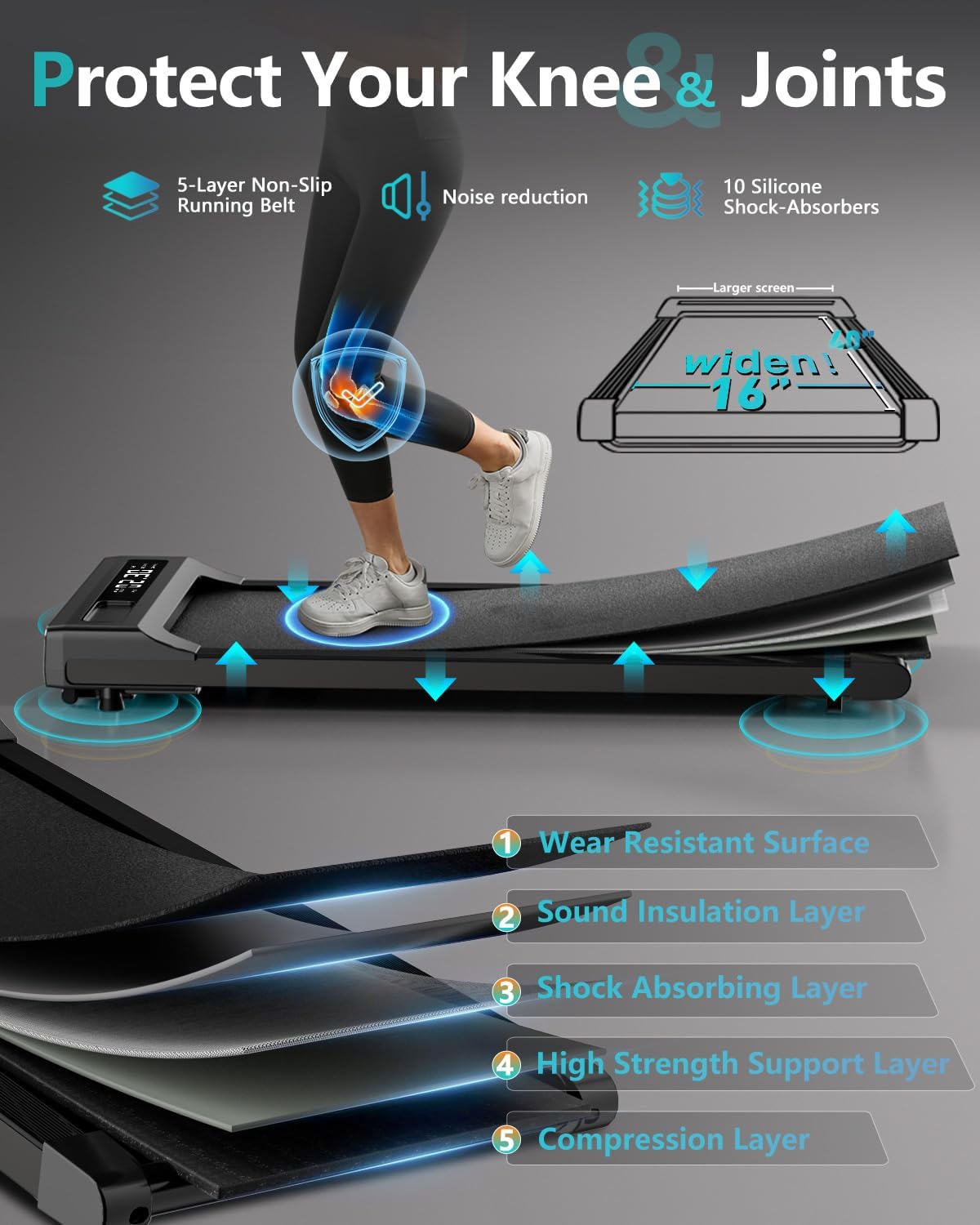 Walking Pad Under Desk Treadmill for Home Office with Remote Control, 2 in 1 for Walking and Jogging, Portable Walking Pad Treadmill Under Desk