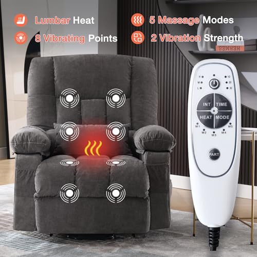 Power Lift Recliner Chair with Vibration Massage and Lumbar Heating for Elderly