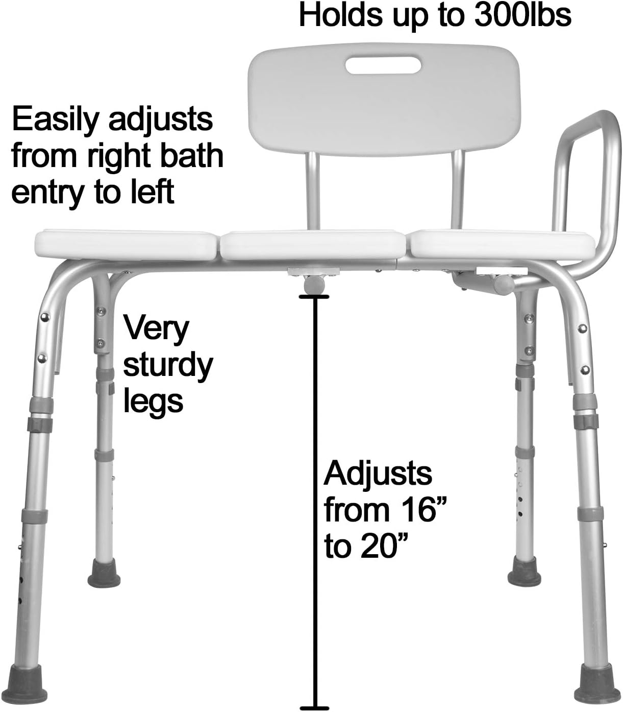 Carex Tub Transfer Bench - Shower Chair Transfer Bench with Height Adjustable Legs - Convertible to Right or Left Hand Entry