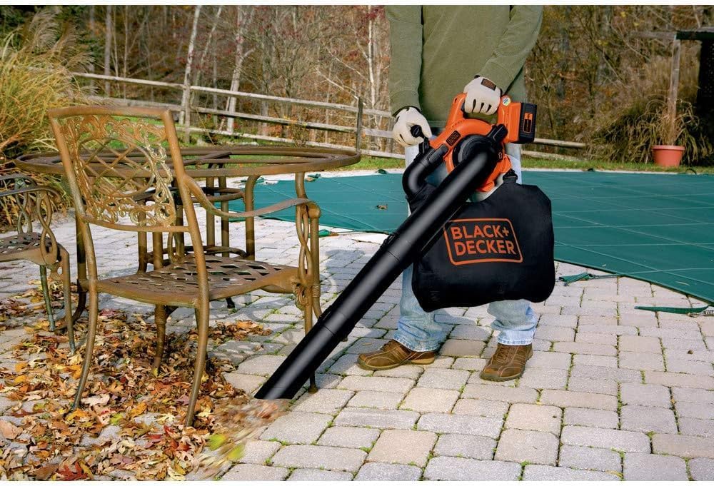 BLACK+DECKER 40V Cordless Leaf Blower Kit, 120 mph Air Speed, 6-Speed Dial, Built-In Scraper, With Collection Bag