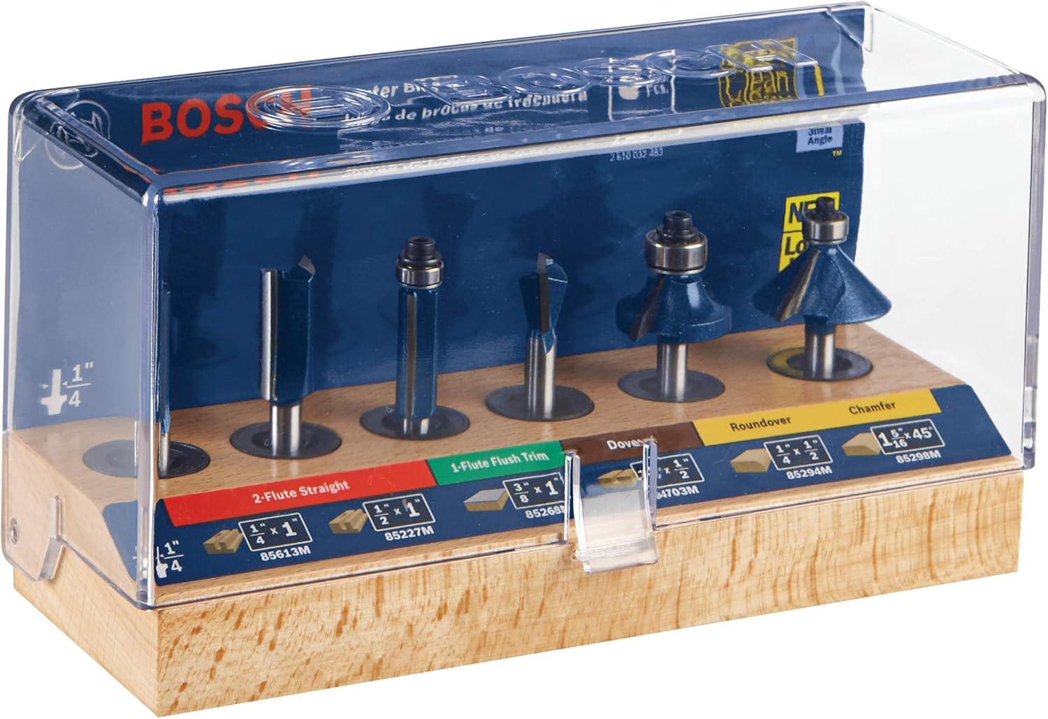 BOSCH RBS006 1/4-Inch Shank Carbide-Tipped Multi-Purpose Router Bit Set, 6-Piece