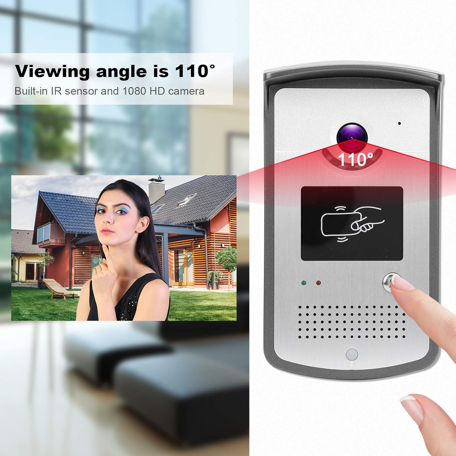 7in TFT 1080P Video Doorbell, WiFi Intercom Doorbell, Waterproof Video Door Phone with 2 Monitors 2 Cameras, Remote Control & Night Vision