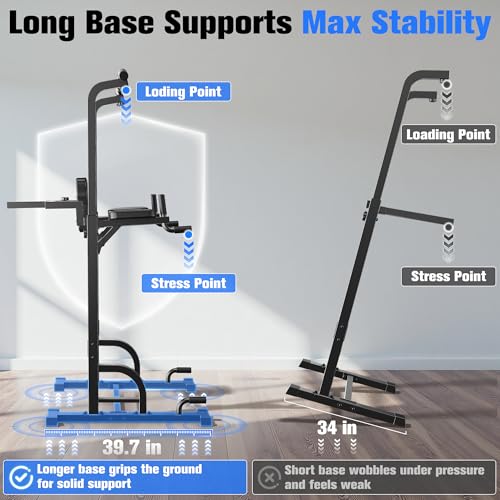 Sportsroyals Pull Up Bar Dip Station Power Tower Assistive Trainer Multi-Function Home Gym Strength Training Fitness Equipment 450LBS