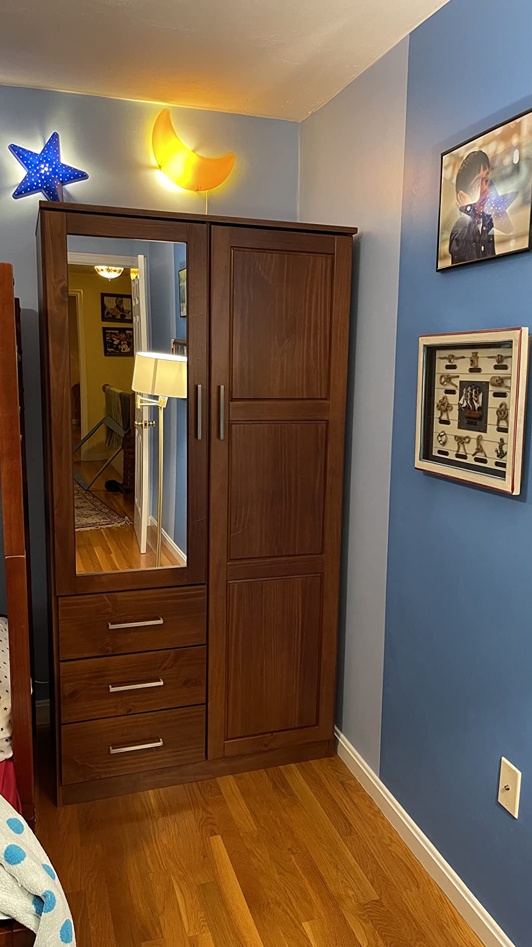 【Furniture】100% Solid Wood Wardrobe with Mirror, Java