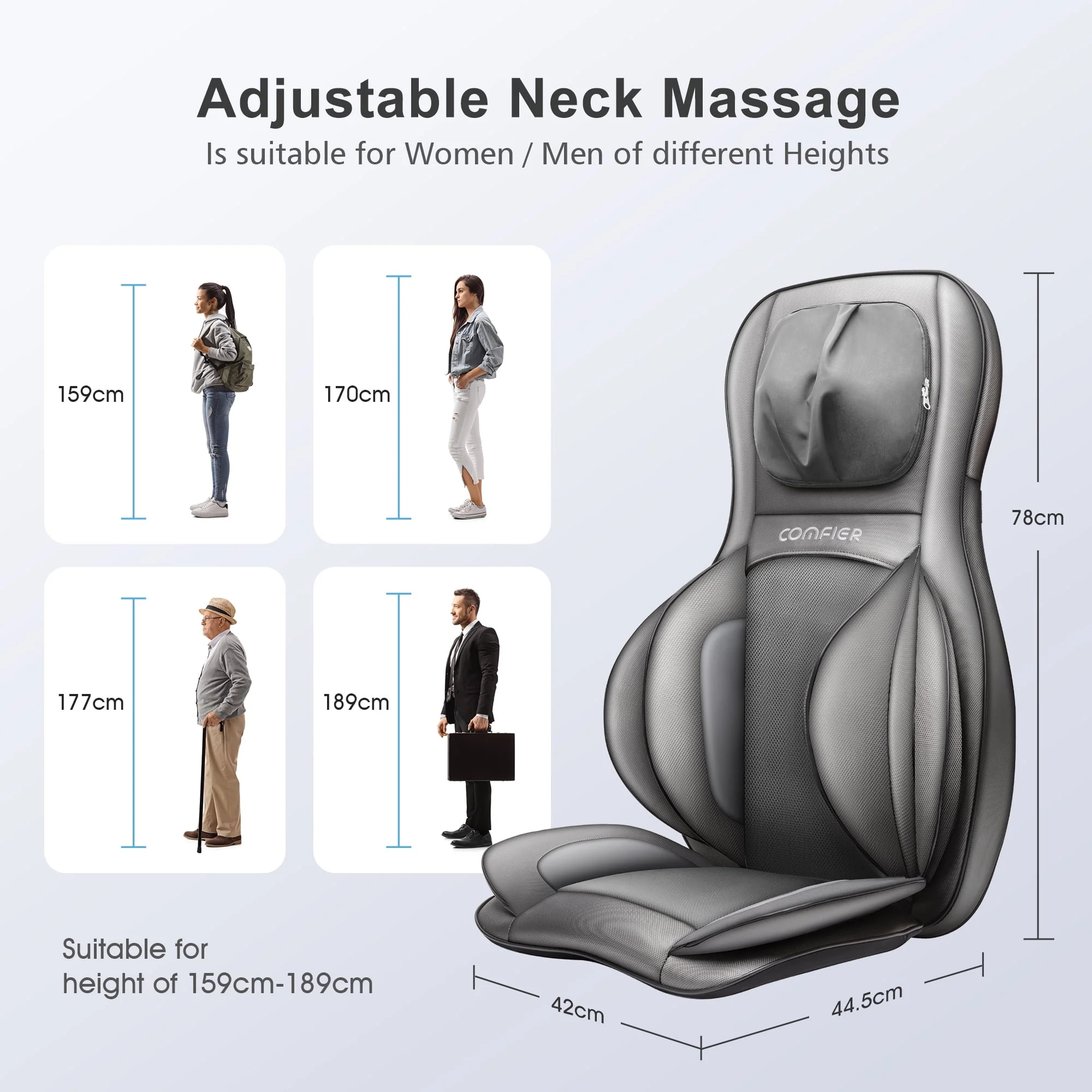 Comfier Neck Back Massager with Heat, Electric Kneading Massage Chair Pad, Air Compression Seat Cushion Massagers