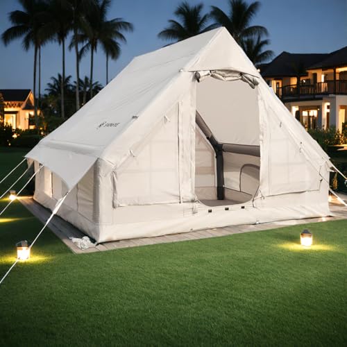 Inflatable Tent for Camping with Hand Pump Blow Up Tent Glamping 4 Season Air Tents