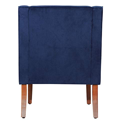 HomePop Velvet Swoop Arm Accent Chair, Suri Blue