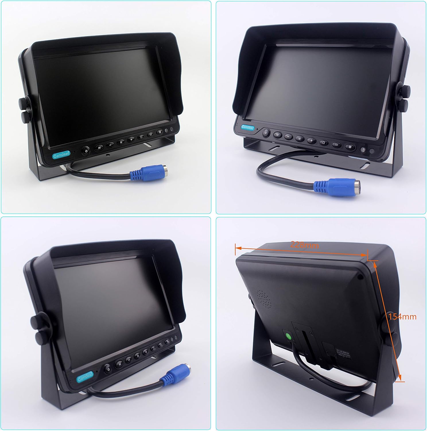 CAMSLEAD 9 inch DVR Monitor with Quad Split Screen, 5 x Cameras