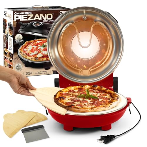 PIEZANO Crispy Crust Pizza Oven by Granitestone – Electric Pizza Oven Indoor Portable, 12 Inch Indoor Pizza Oven Countertop